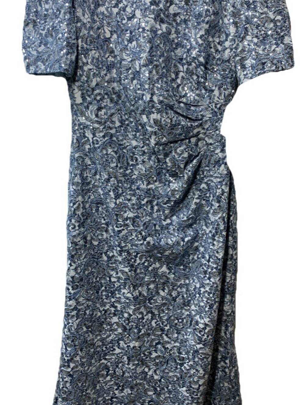 Xscape Women's Sequined Round Neck Short Sleeve Gown Formal Wedding Size 12P